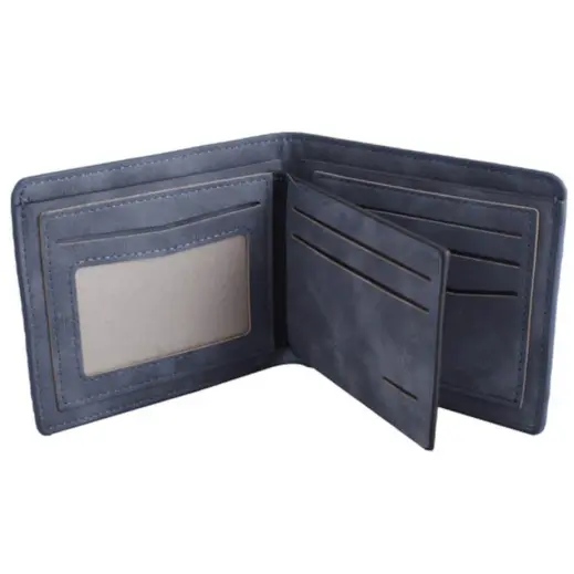 Urban Man Easton Cutout Detail PU Wallet Navy Open